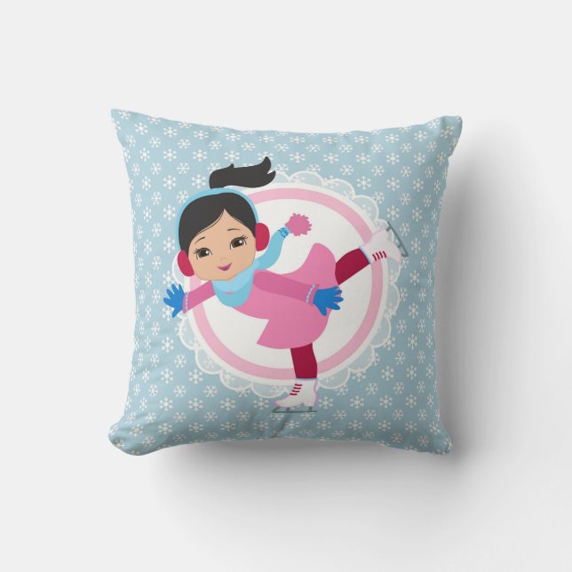 Almofada Patinador de gelo do cabelo preto - patinagem dos (Frente)