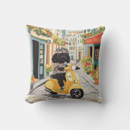 Almofada Patinete preto Doodle andando pelas ruas da cidade