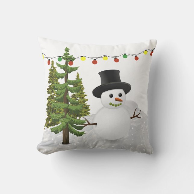 Almofada Pátio do Boneco de Neve das Férias de Natal / (Frente)