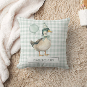 Almofada Pato Mallard Retro Verde Sage Balão Menino Berçári