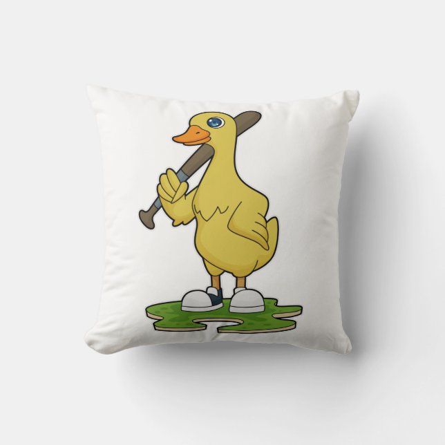 Almofada Pato no beisebol com taco de beisebol (Frente)