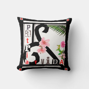 Almofada Patria y Vida Black Frame Pink Flowers