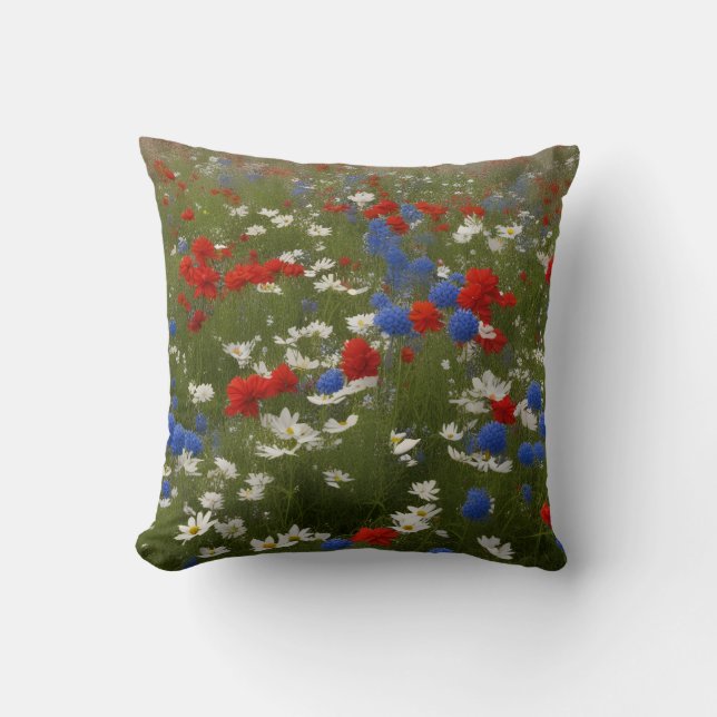 Almofada Patriotic Floral Throw Pillow (Frente)