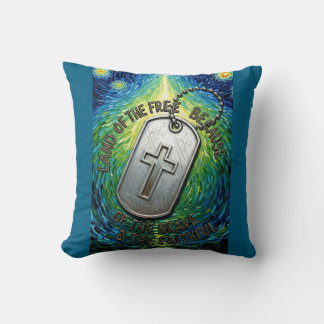 Almofada Patriotic Military Christian Dog Tag Free Land