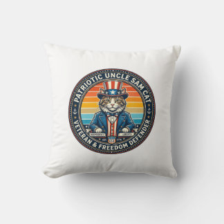 Almofada Patriotic Uncle Sam Cat Retro Sunset T-Shirt (2)_1