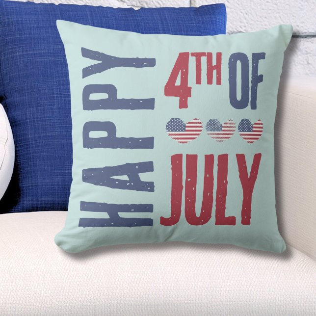 Almofada Patriótica USA American Flag 4 De Julho (Cute Patriotic USA American Flag Heart 4th Of July Throw Pillow)