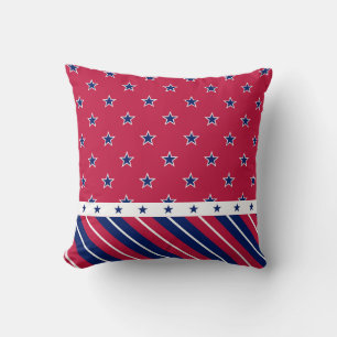 Almofada Patriótico EUA Red White Blue Stars Stripes