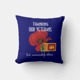 Almofada Patriótico obrigado VETERANOS Sri Lanka Poppy