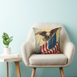 Almofada Patriotismo Vintage, Águia Patriótica Bandeira Ame