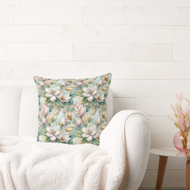 Almofada Pattern Elegant Magnolia Flowers (Sofá)