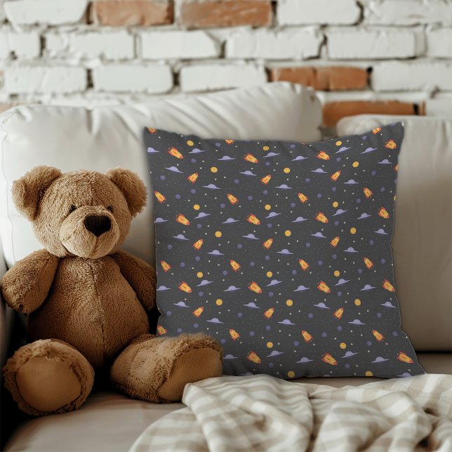 Almofada Pattern space lavender orange gray (Pattern space lavender orange gray throw pillow.)