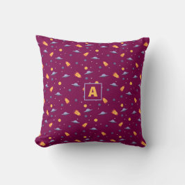 Almofada Pattern space lavender orange red burgundy letter 