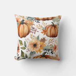 Almofada Patterno Floral de Pumpkin, Aquarela de Ação de Gr