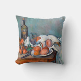 Almofada Paul Cézanne, ainda vida com cebolas e uma garrafa