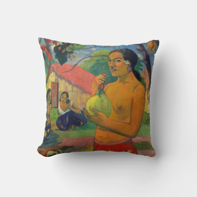 Almofada Paul Gauguin - Mulher segurando uma Fruta (Frente)