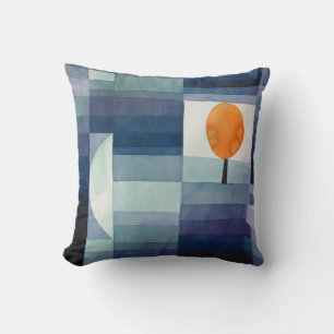 Almofada Paul Klee Harbinger do outono. Vintage Blue art