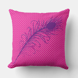 Almofada Pavão e Bolinhas - Rosa e Roxo