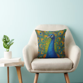 Almofada Pavão em Aquarela