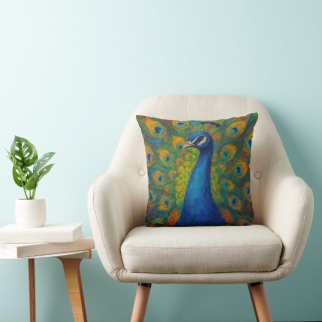 Almofada Pavão em Aquarela (Cadeira)