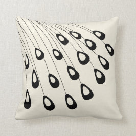 Almofada Pavão Estilizado Penas Modernas Pretas e Brancas