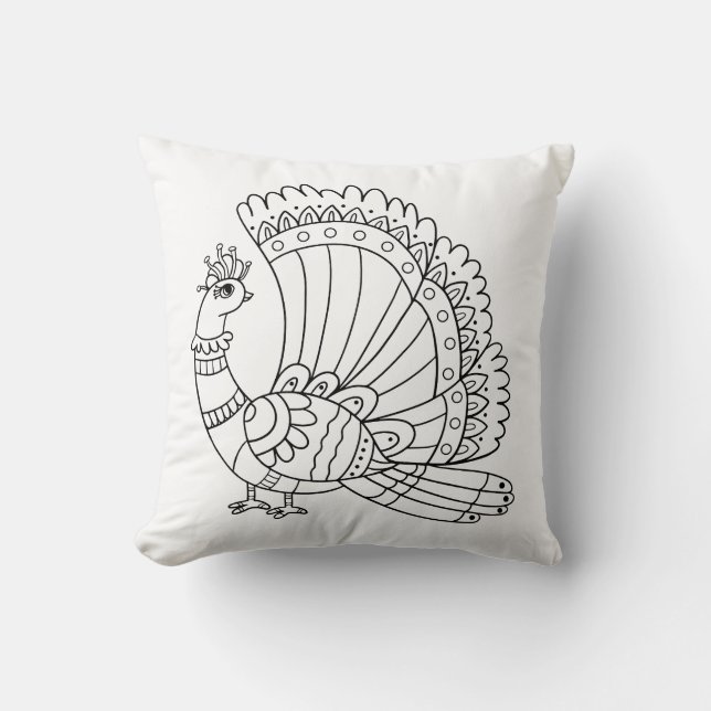 Almofada Pavão Ornamental Doodle (Frente)
