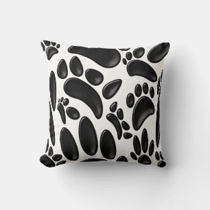 Almofada Pawprint Abstrato 3D brilhante do Faux