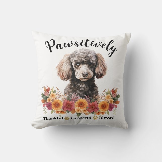 Almofada Pawsitivamente Agradecido Grato Abencoado Cachorro (Frente)