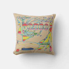 Almofada "Paz" Amarelo Vermelho Inspiracional Tan Southwest