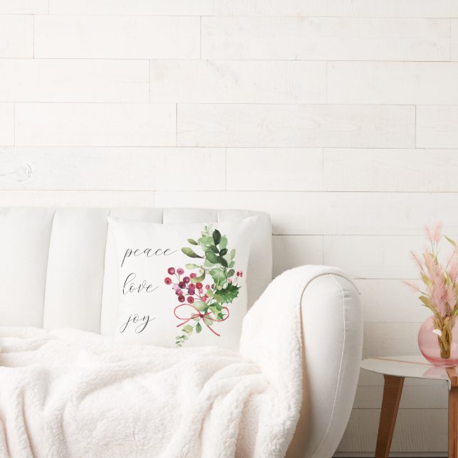 Almofada Paz Amor Joy Holly Berry Red (Sofá)