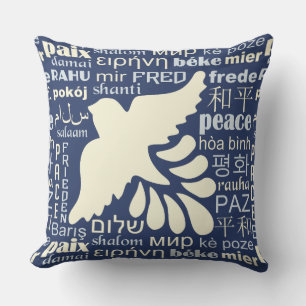 Almofada PAZ em muitos travesseiros decorativos de idiomas