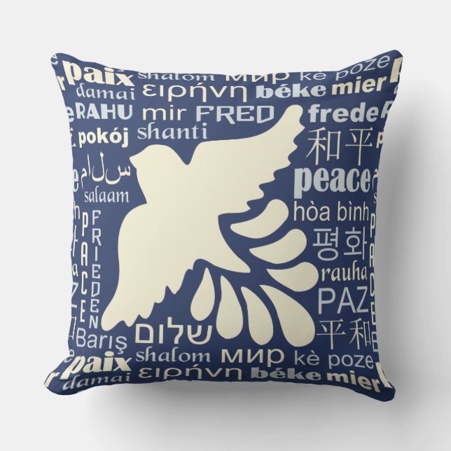 Almofada PAZ em muitos travesseiros decorativos de idiomas (Frente)