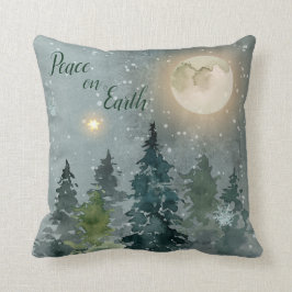 Almofada Paz no feriado moderno do Natal da aguarela da