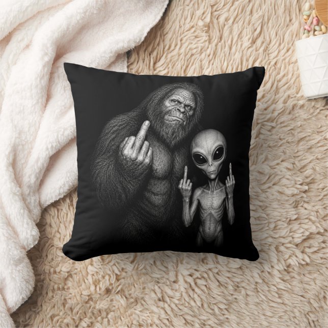 Almofada Pé Grande Sasquatch Alien Espacial Dedo do Meio  (Cobertor)