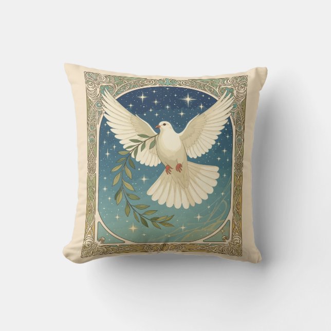 Almofada Peace Dove With Olive Sprig Decor  (Frente)