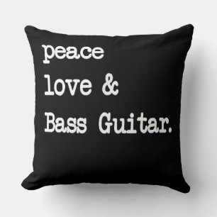Almofada Peace Love & Bass Guitar Musical Guitaris