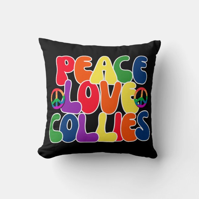 Almofada Peace Love Collies Travesseiro (Frente)