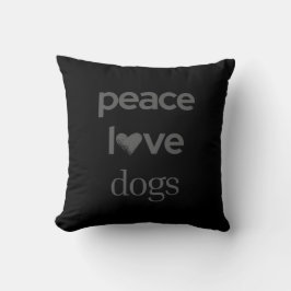 Almofada Peace Love Dogs | Black Dog Lover Modern Graphic