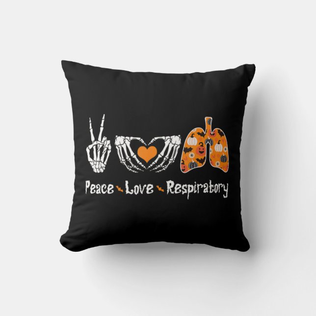 Almofada Peace Love Respiratory Therapist Skeleton Fun Hall (Frente)