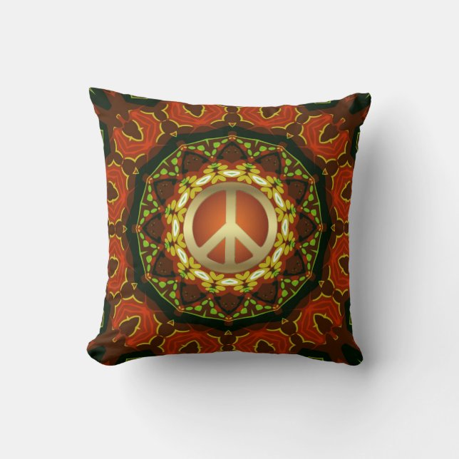 Almofada Peace Mandala Boho Batik Cushion / Travesseiro (Frente)