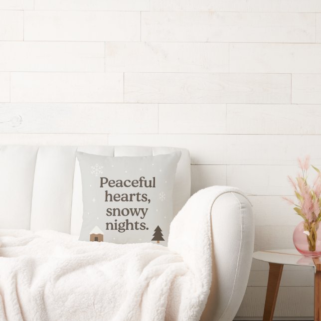 Almofada Peaceful Hearts,Snowy Nights Pillow | Winter decor (Sofá)