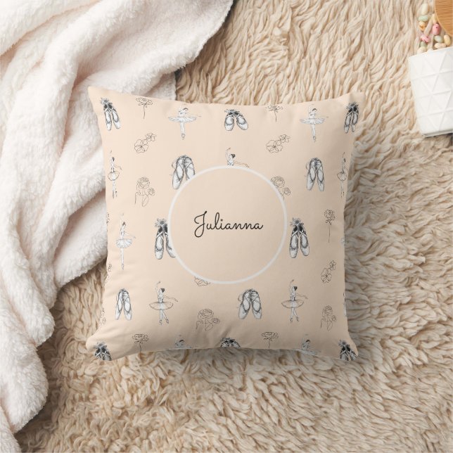 Almofada Peach Ballerina e Flores (Cobertor)