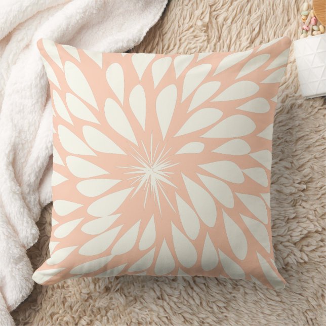 Almofada Peach Chrysanthemum Floral (Cobertor)