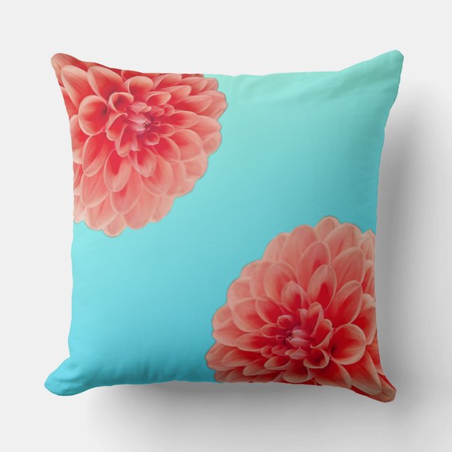 Almofada Peach Dahlia & Aqua Blue (Frente)