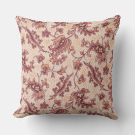 Almofada Peach e Burgundy Paisley Floral Travesseiro decora