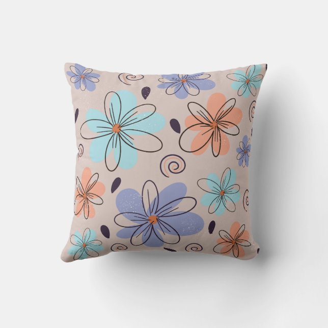 Almofada Peach jardim com padrão de primavera floral (Verso)