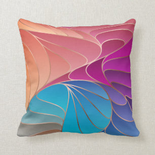 Almofada Peach, Mauve, Roxo, Nouveau Azul De Arte Nouveau J