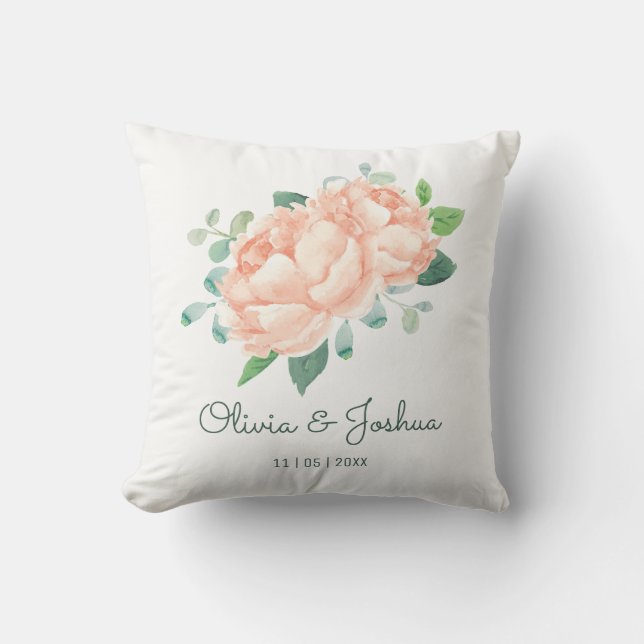 Almofada Peach Peony Wedding (Frente)