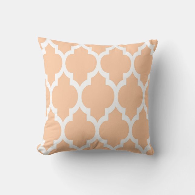 Almofada Peach White Quatrefoil Patterno Marroquino #4 (Frente)