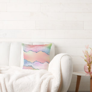Almofada Peachy Agate Bonito Mole Pastel Watercolor Ombre