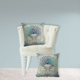 Almofada Peacock Art Deco Nouveau Butterfly Elegante Dourad